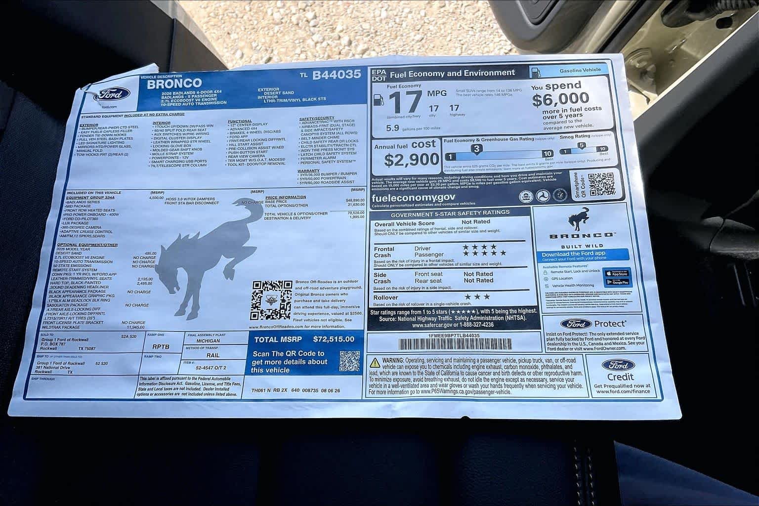 New 2026 Desert Sand Ford Badlands® image 19