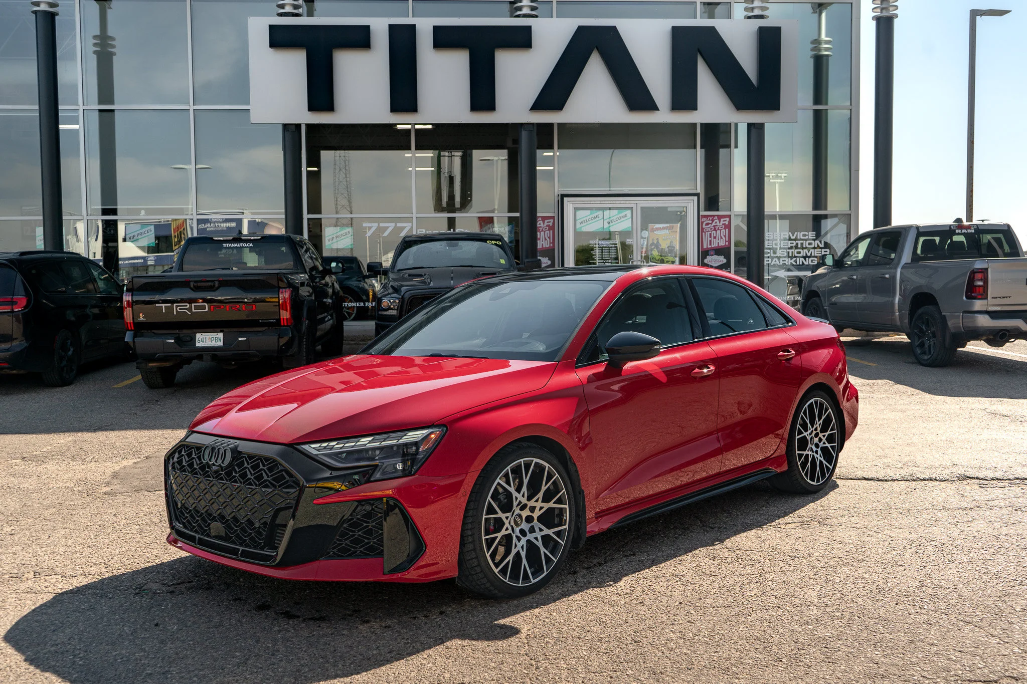 Certified Used 2025 Progressive Red Metallic Audi 2.5 TFSI Quattro*394HP! | 5 Cylinder Turbo | RS Design + Tech Pack | PPF | Winter Tires Included image 2