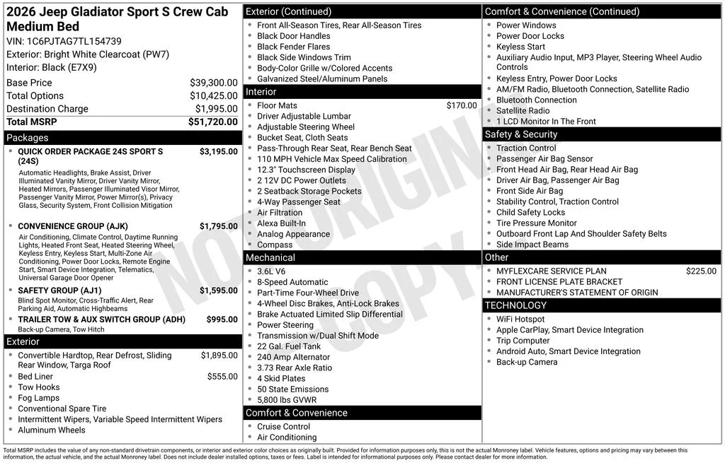 New 2026 Bright White Clear-Coat Exterior Paint Jeep Sport S image 6