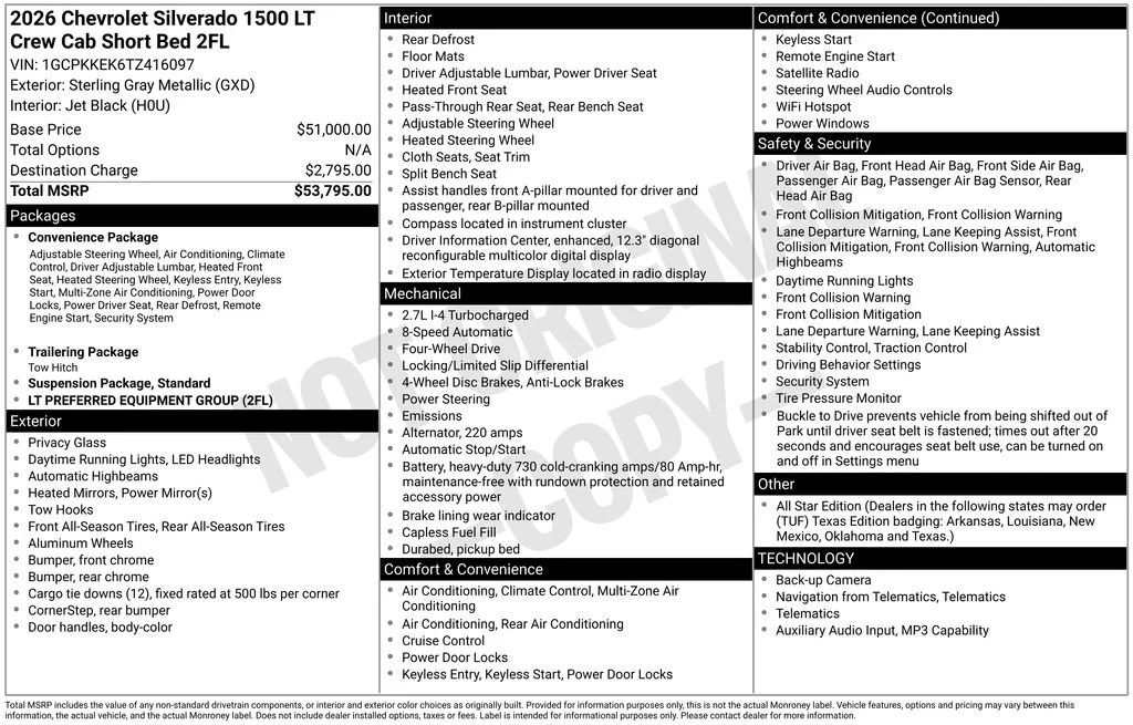 New 2026 Sterling Gray Metallic Chevrolet LT (2FL) image 4