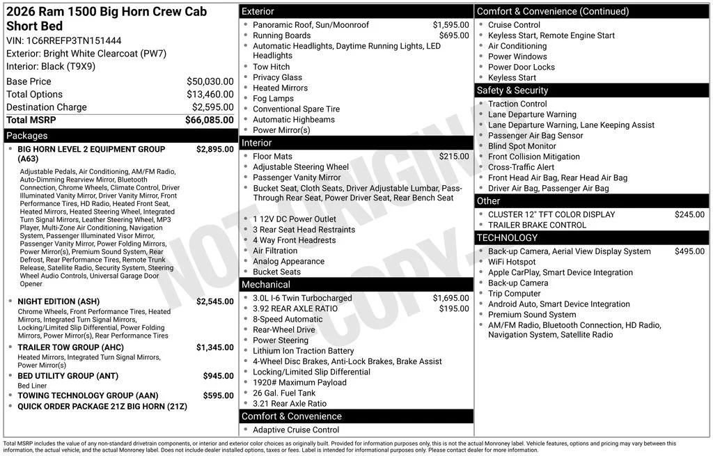 New 2026 Bright White Clearcoat RAM Big Horn/Lone Star image 5