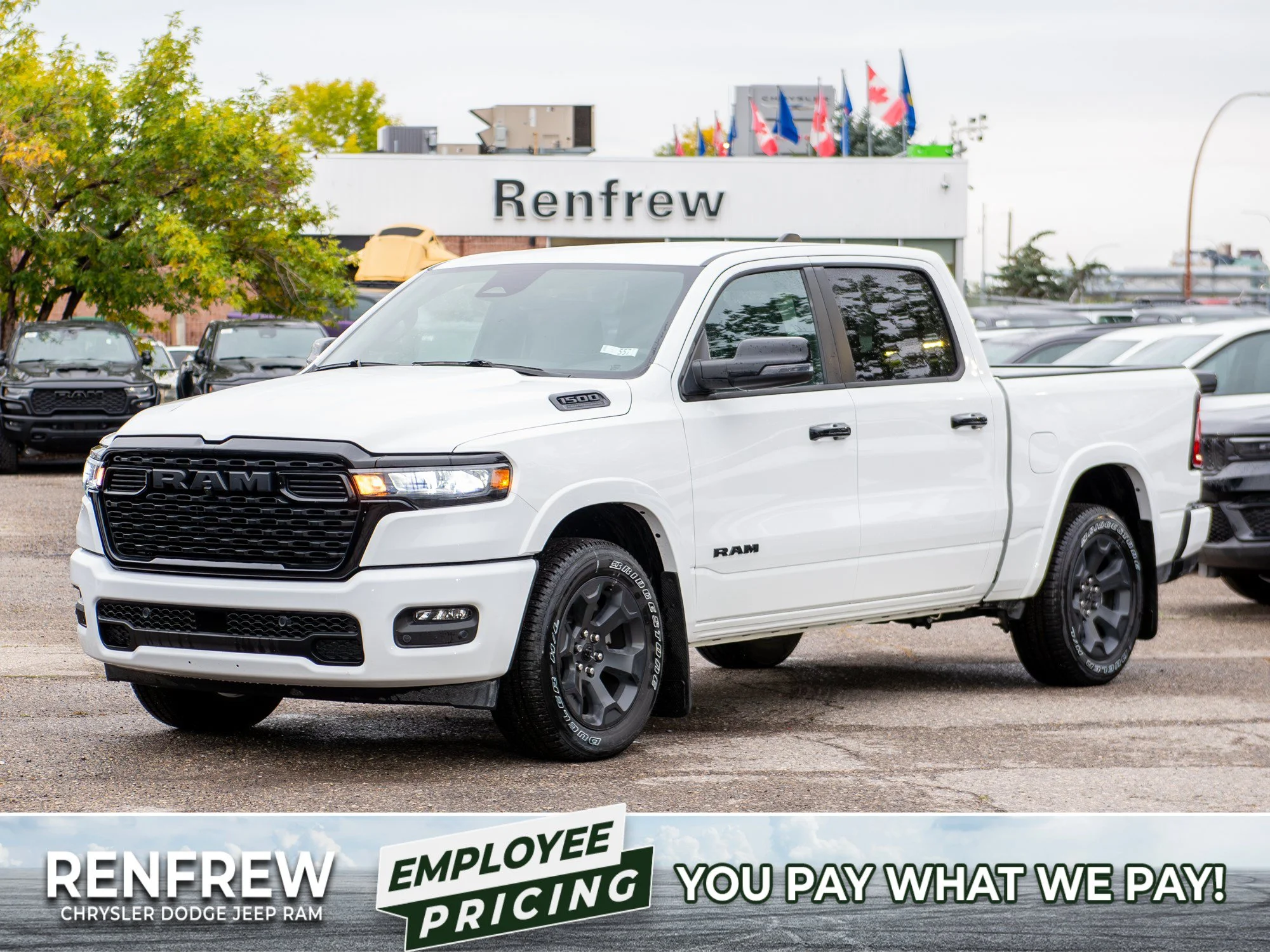 New 2026 White RAM Big Horn Night* 4x4 Crew Cab, Level 2 Equip Group, Heated Seats/Wheel image 1
