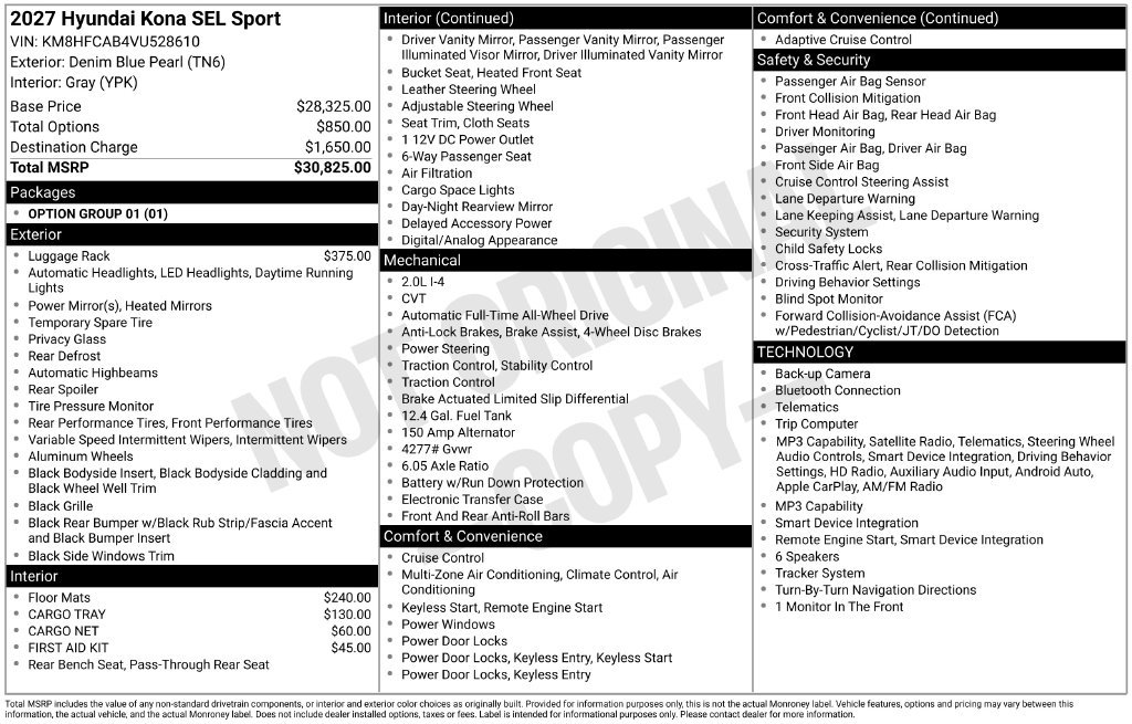 New 2027 Blue Hyundai SEL Sport image 2