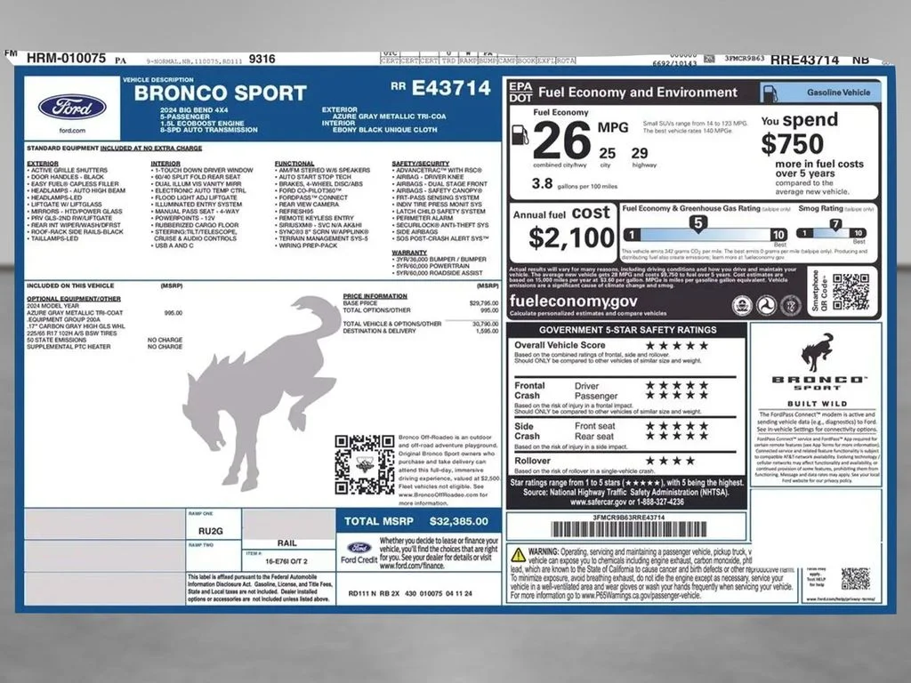Used 2024 Azure Gray Metallic Ford Big Bend image 2