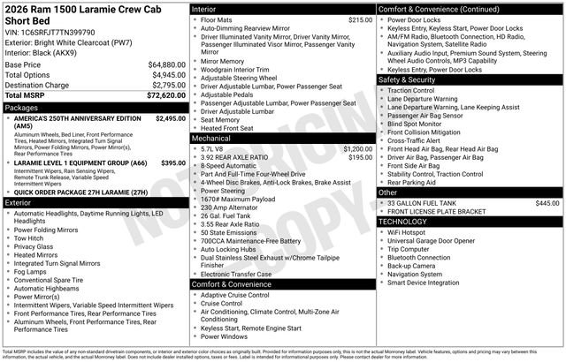 New 2026 Bright White Clear-Coat Exterior Paint RAM Laramie image 7