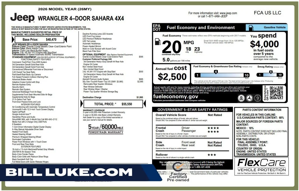 Certified Used 2026 Gray Jeep Sahara image 1
