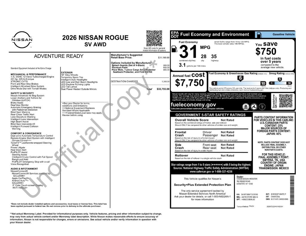 Used 2026 White Nissan SV image 34