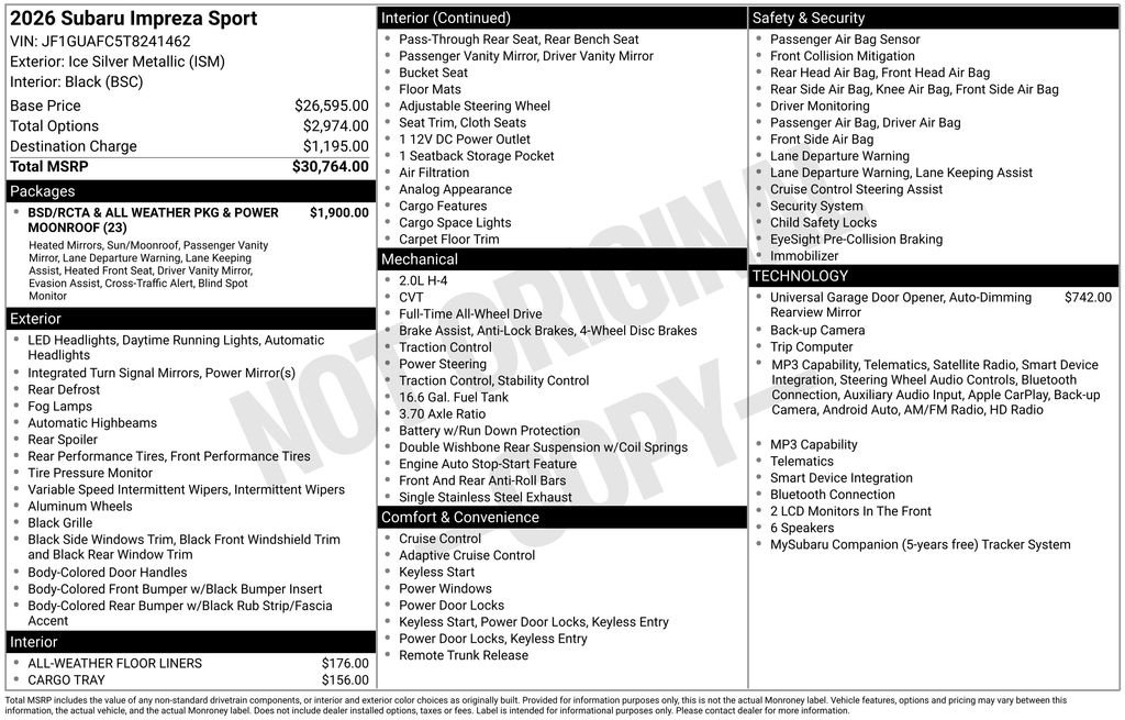 New 2026 Silver Subaru Sport image 6