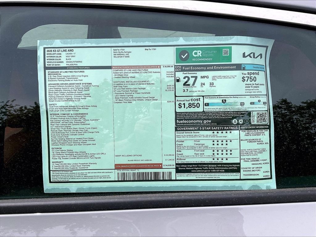 New 2026 Wolf Gray Kia GT-Line AWD image 16