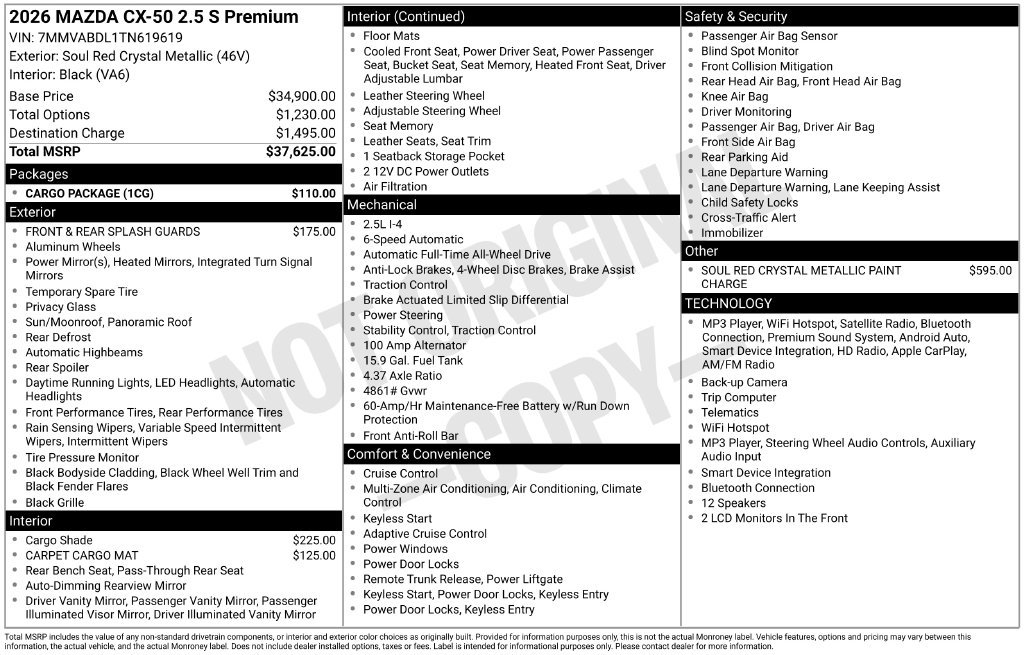 New 2026 Soul Red Crystal Metallic Mazda 2.5 S Premium AWD image 3