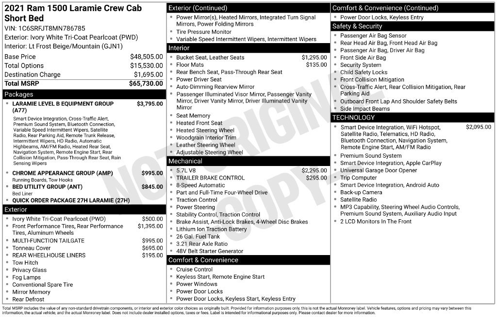 Used 2021 White Ram Laramie image 2