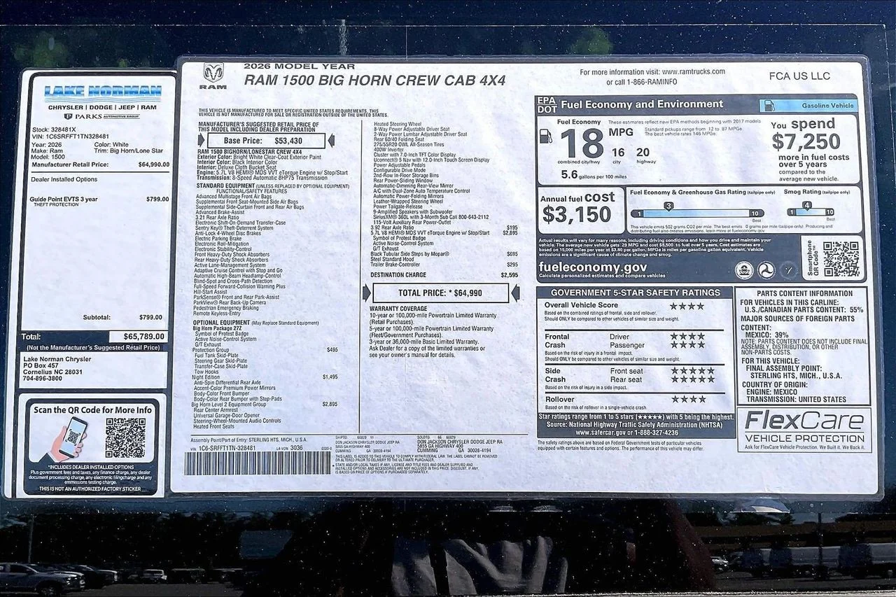 New 2026 Bright White Clearcoat RAM Big Horn/Lone Star image 35
