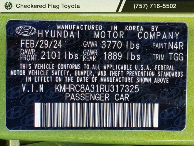 Used 2024 Green Apple Hyundai SEL image 22