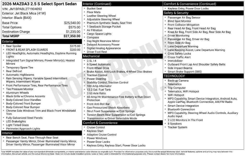 New 2026 Jet Black Mica Mazda 2.5 S Select Sport image 2