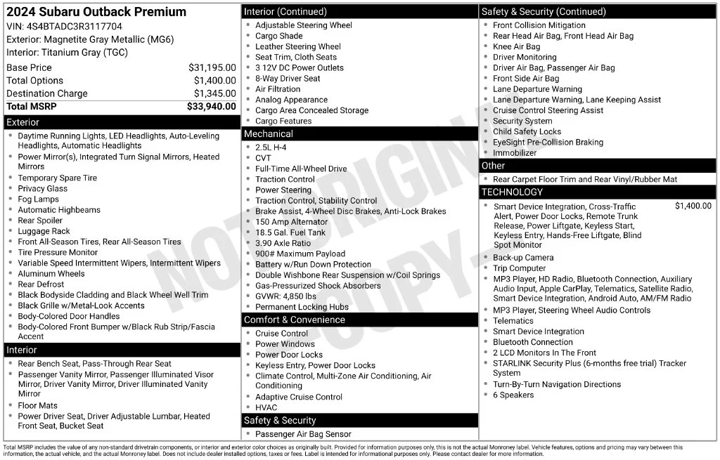 Certified Used 2024 Gray Subaru Premium image 34