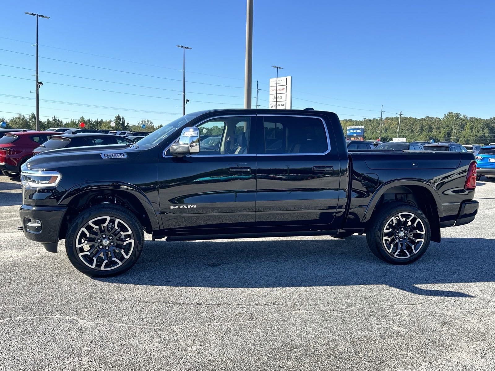 New 2025 Diamond Black Crystal Pearl-Coat Exterior Paint RAM Longhorn 4x4 Crew Cab 5