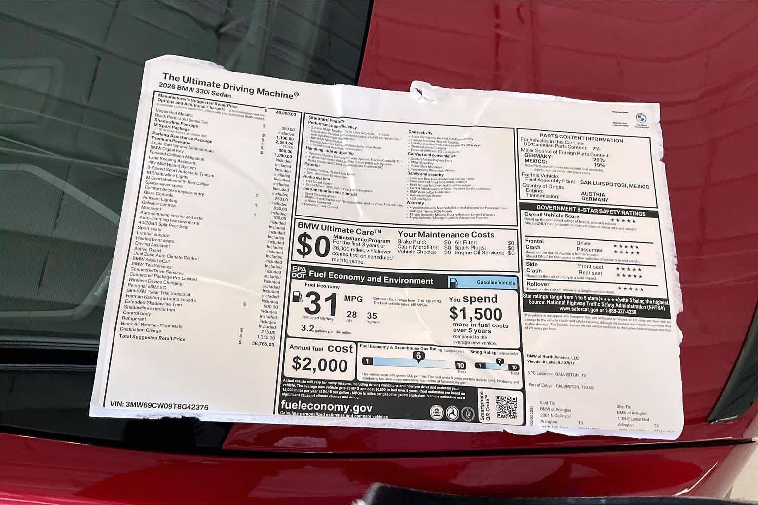 New 2026 Vegas Red Metallic BMW 330i NA image 19