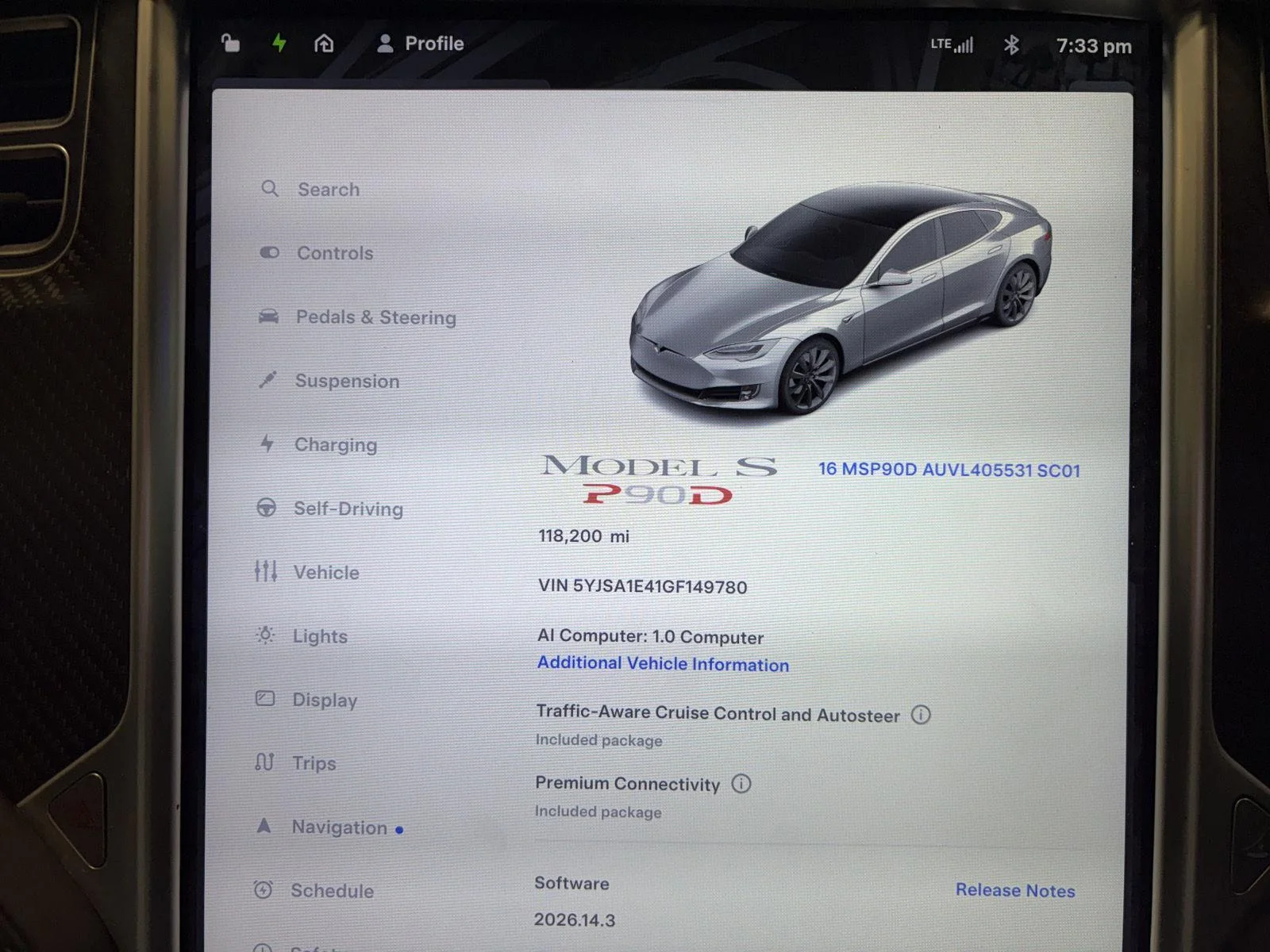 Used 2016 Tesla Model S P90D with VIN 5YJSA1E41GF149780 for sale in La Vista, NE