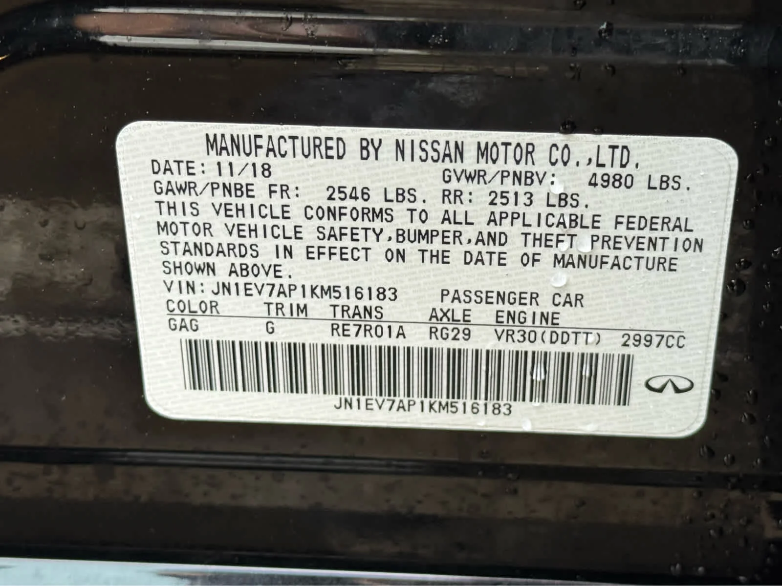 Certified Used 2019 Midnight Black INFINITI 3.0t SPORT image 28