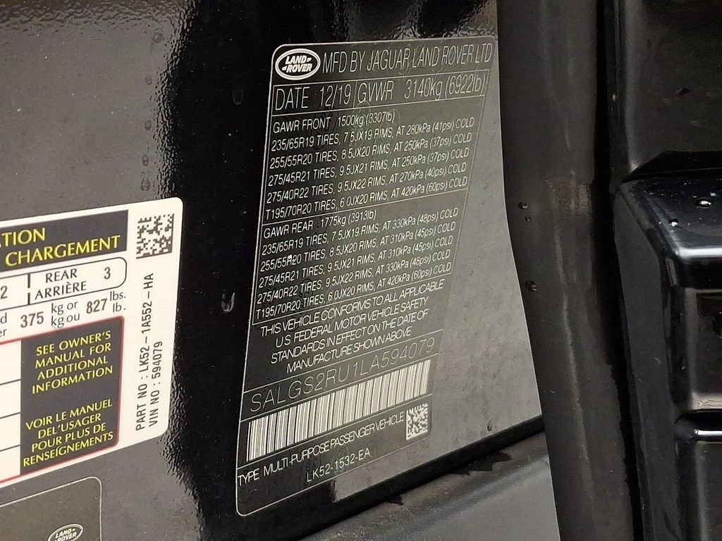 Used 2020 Santorini Black Metallic Land Rover HSE image 30