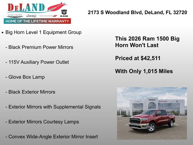 New 2026 Delmonico Red Pearl-Coat Exterior Paint RAM Big Horn/Lone Star image 12