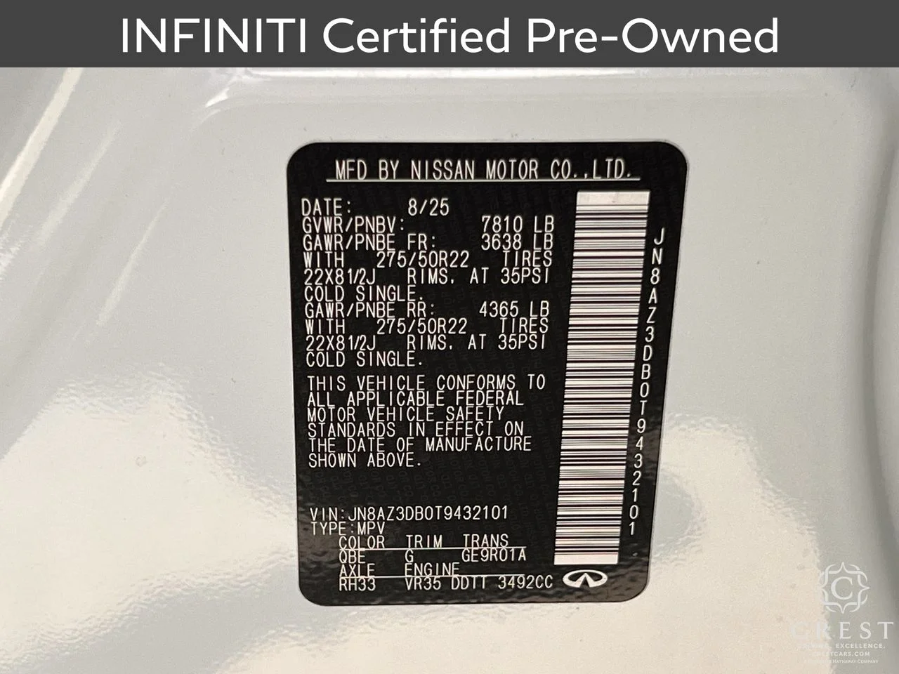 Certified Used 2026 Radiant White INFINITI SPORT image 33