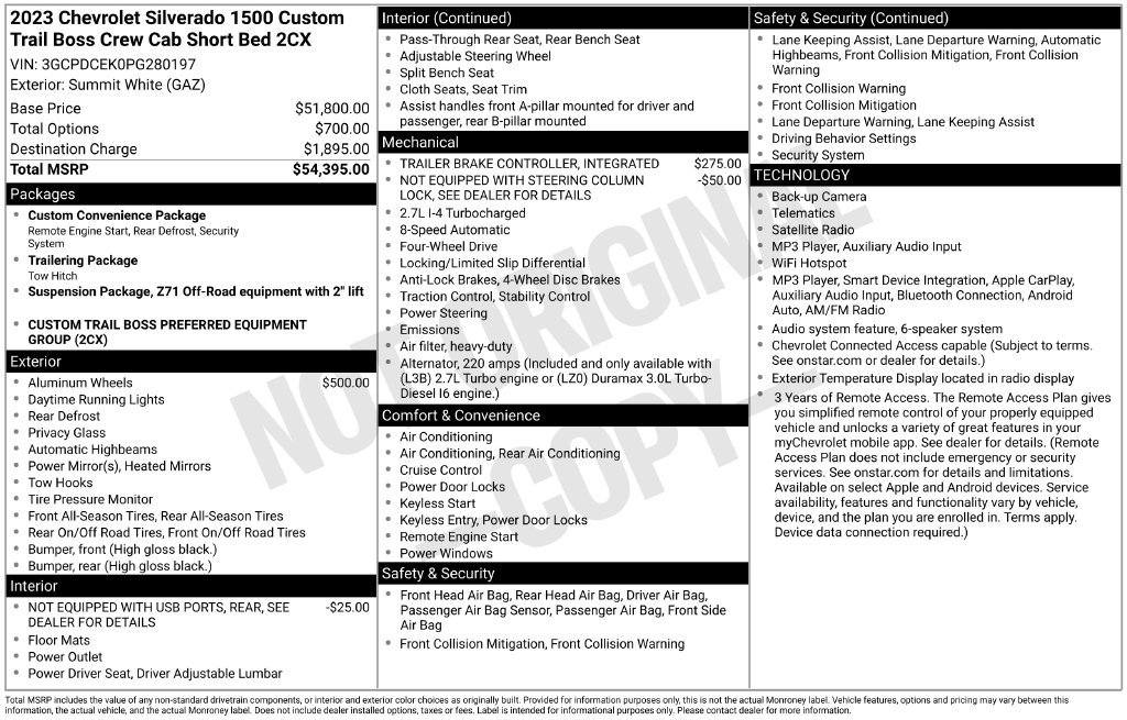 Used 2023 White Chevrolet Custom Trail Boss image 22
