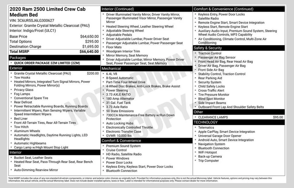 2020 RAM 2500 Laramie Limited 4X4 Crew Cab SWB's photo