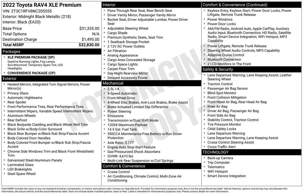 Used 2022 Midnight Black Metallic Toyota XLE Premium image 42