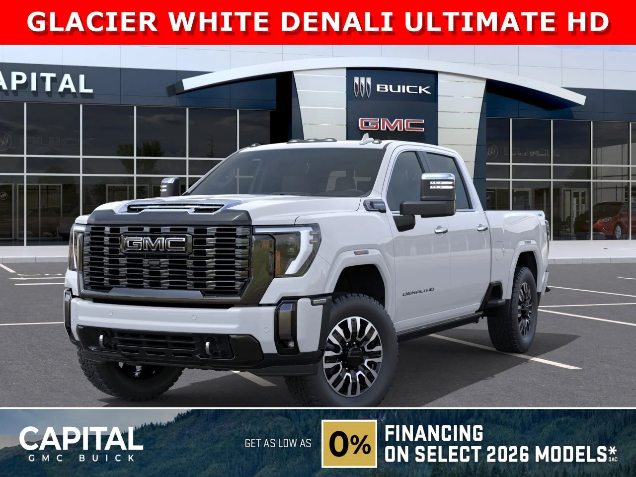 New 2026 GLACIER WHITE TRICOAT GMC Denali Ultimate image 1