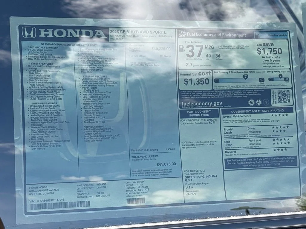 New 2026 Canyon River Blue Metallic Honda Sport-L image 27