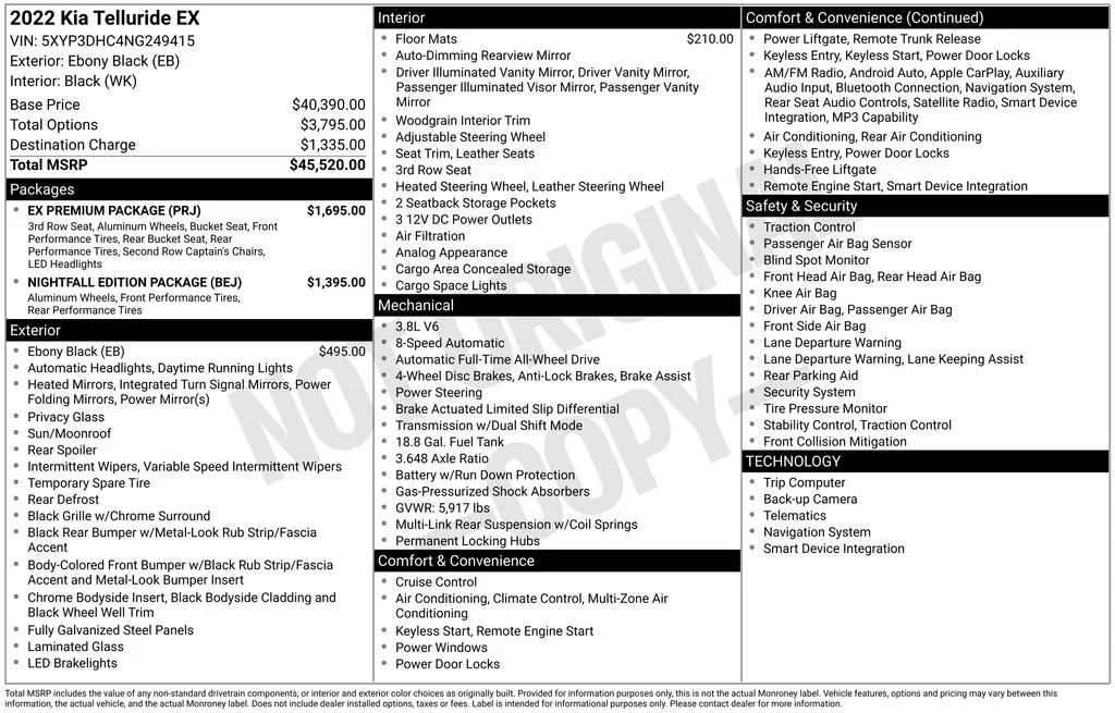 Used 2022 Black Kia EX image 5
