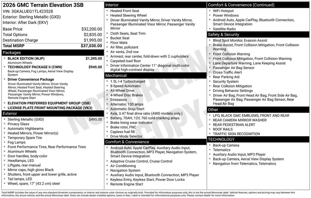 New 2026 Sterling Metallic GMC Elevation Black Edition image 5