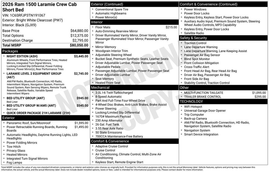 New 2026 Bright White Clear-Coat Exterior Paint RAM Laramie image 32