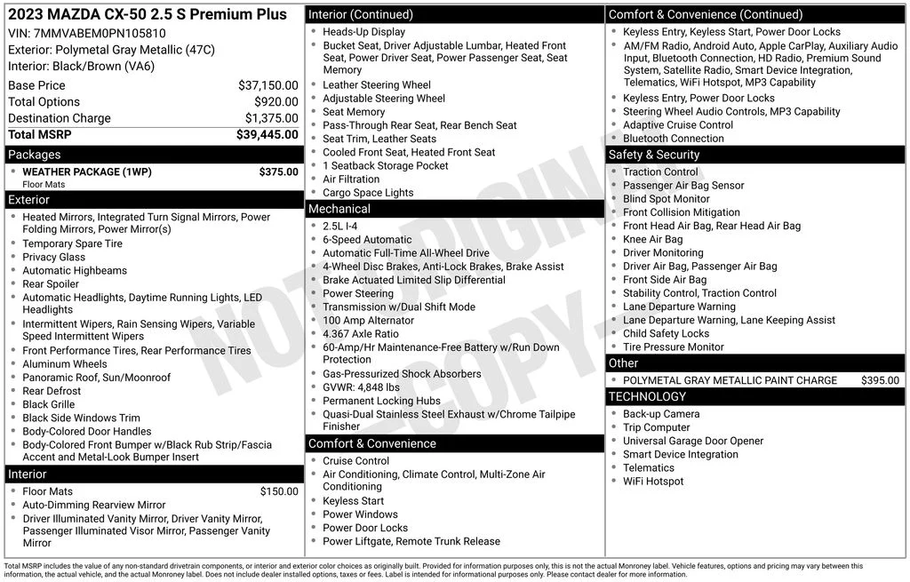 Used 2023 Polymetal Gray Metallic Mazda 2.5 S Premium Plus Package image 43