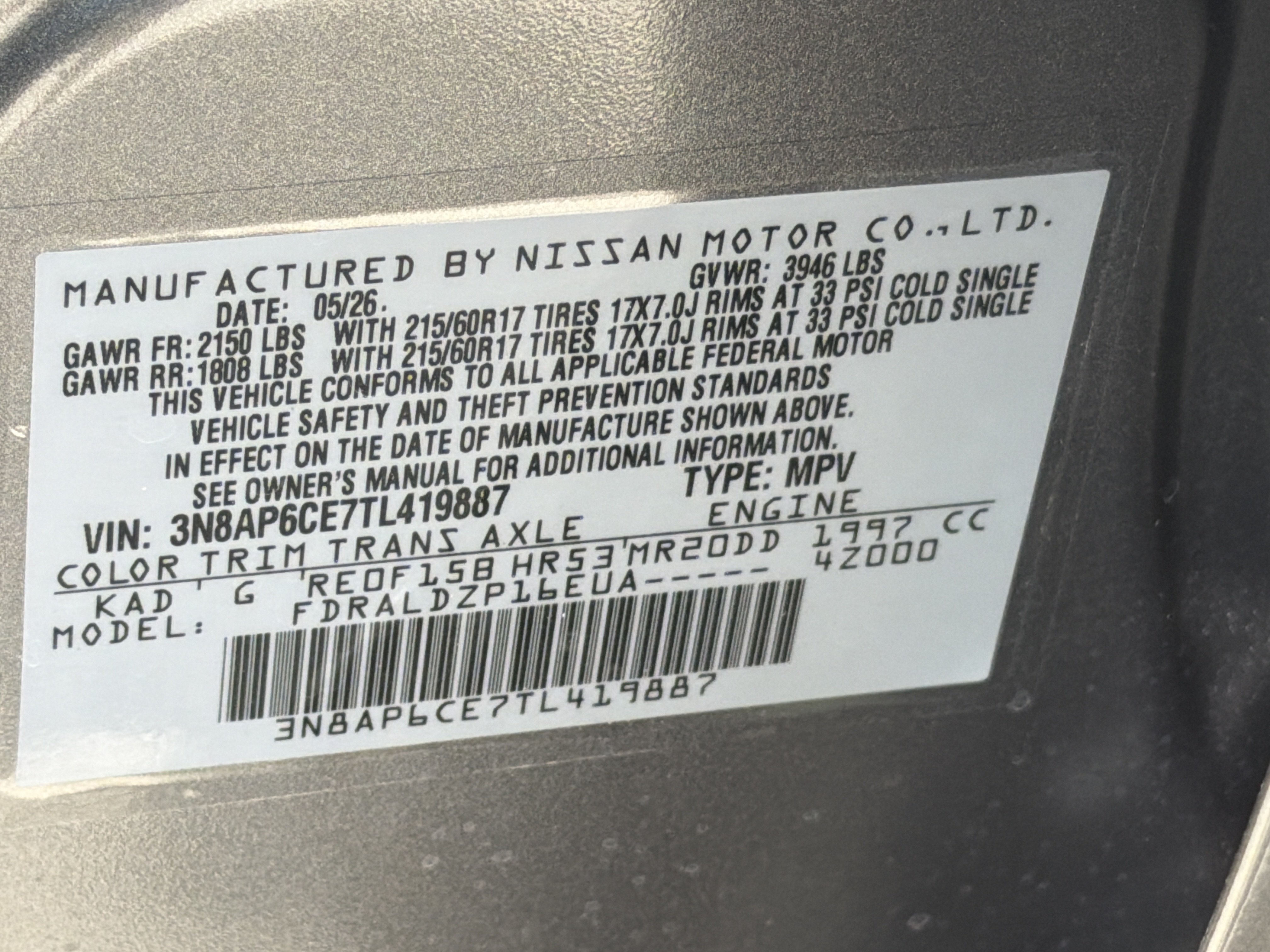 New 2026 Gun Metallic Nissan SV image 32