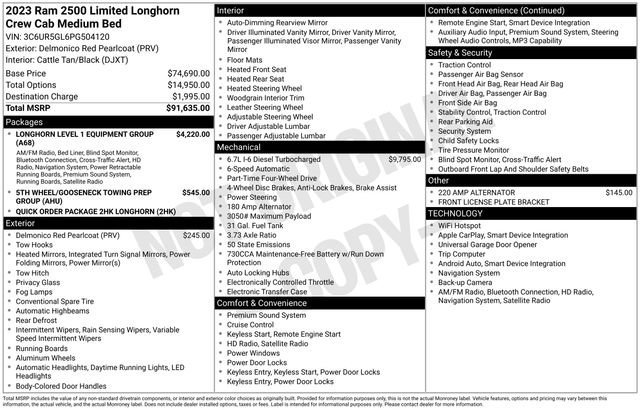 Used 2023 Delmonico Red Pearlcoat Ram Longhorn image 35
