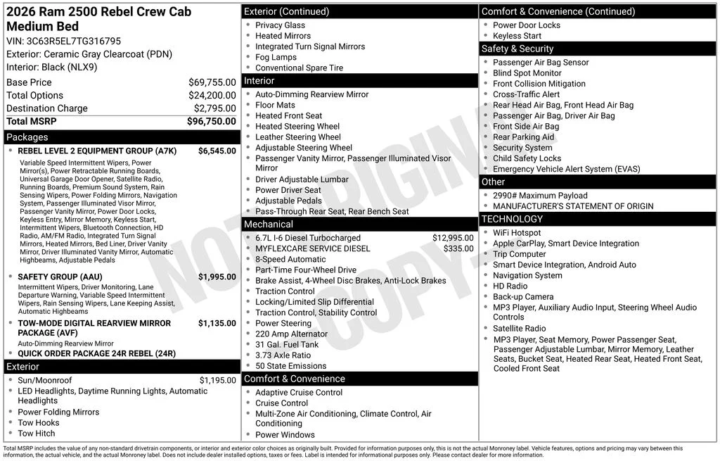 New 2026 Ceramic Gray Clear-Coat Exterior Paint RAM Rebel image 49
