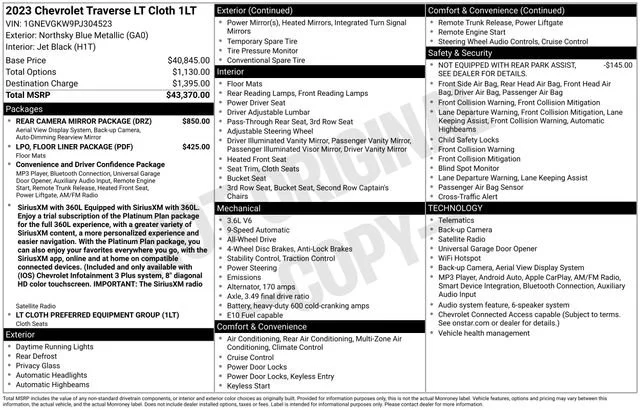 Used 2023 NORTHSKY BLUE METALLIC Chevrolet LT Cloth image 5