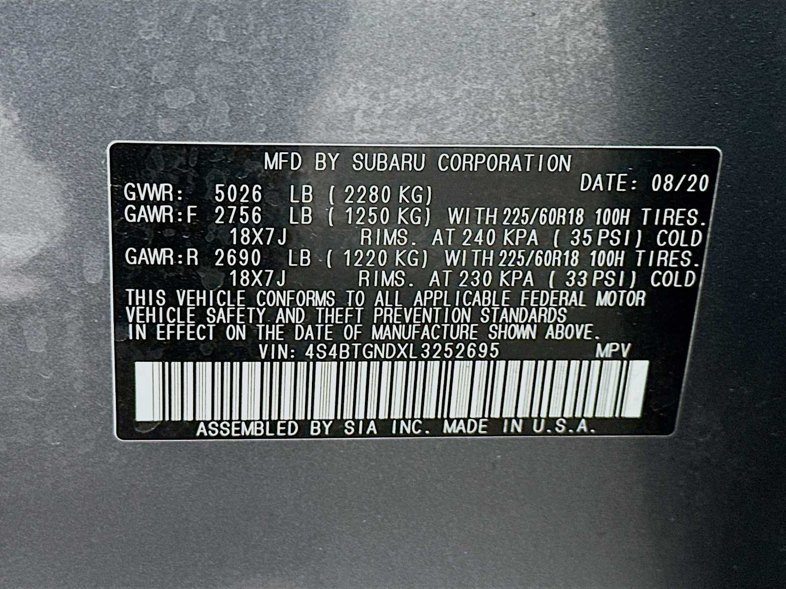 Used 2020 Magnetite Gray Metallic Subaru Limited XT image 30