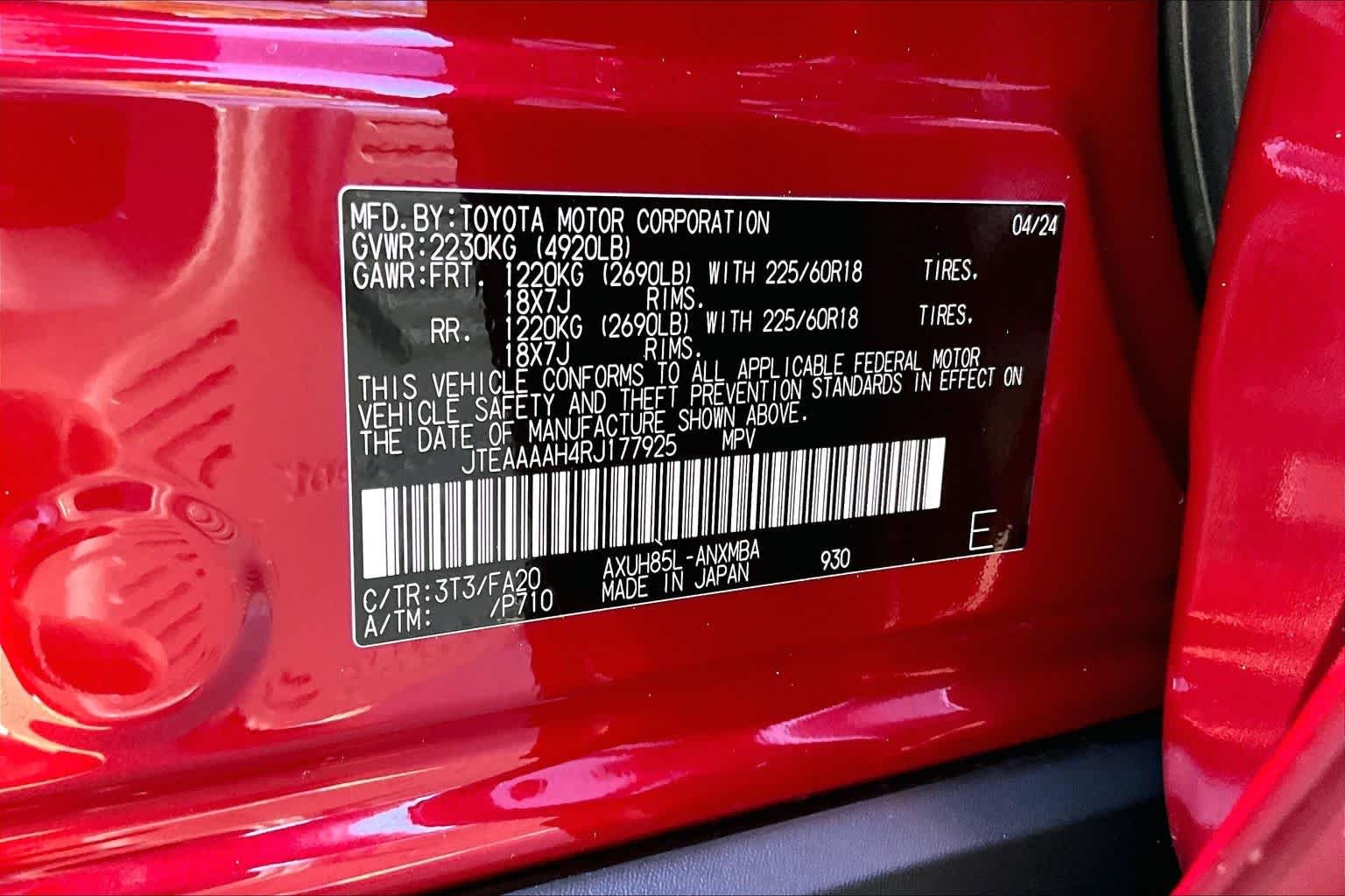 Used 2024 Ruby Flare Pearl Toyota LE image 34
