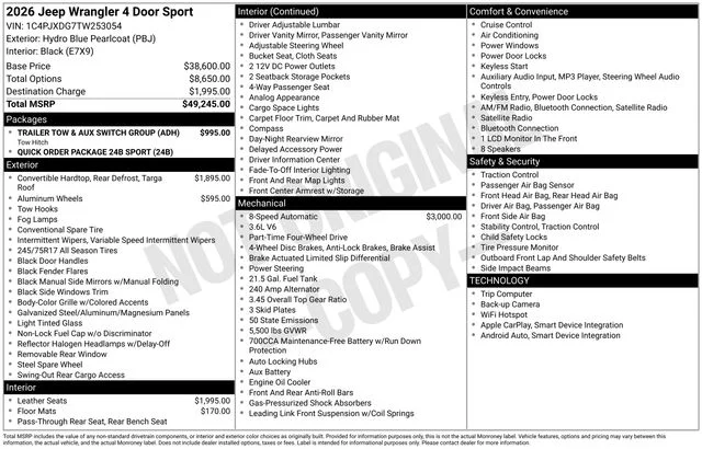 New 2026 Hydro Blue Pearl-Coat Exterior Paint Jeep Sport image 14