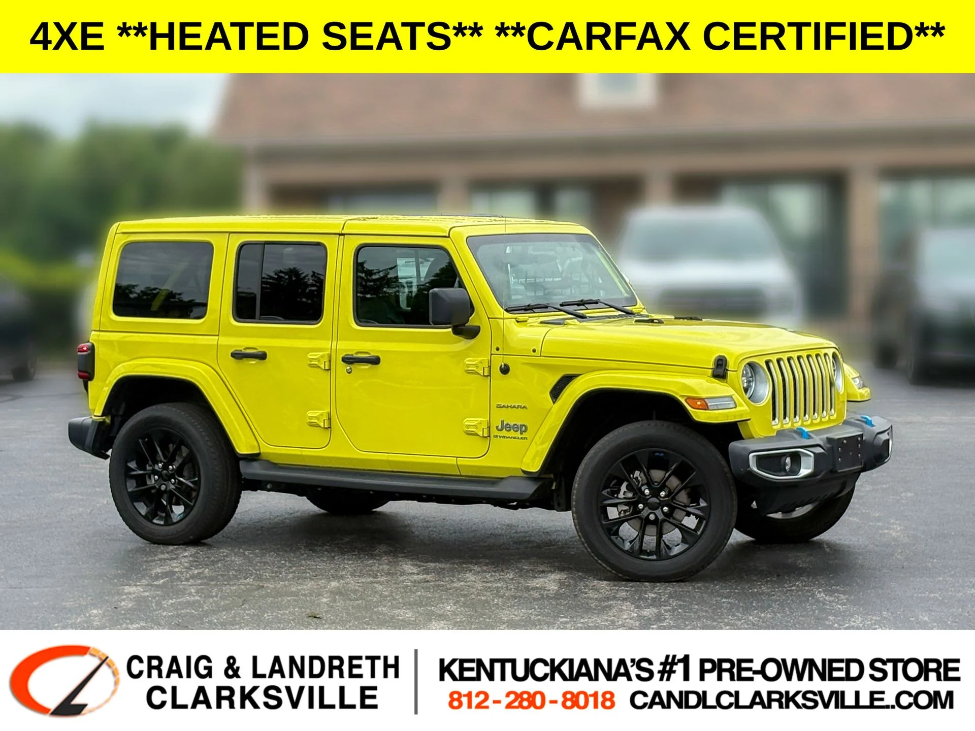 Used 2023 Yellow Jeep Sahara 4xe image 1