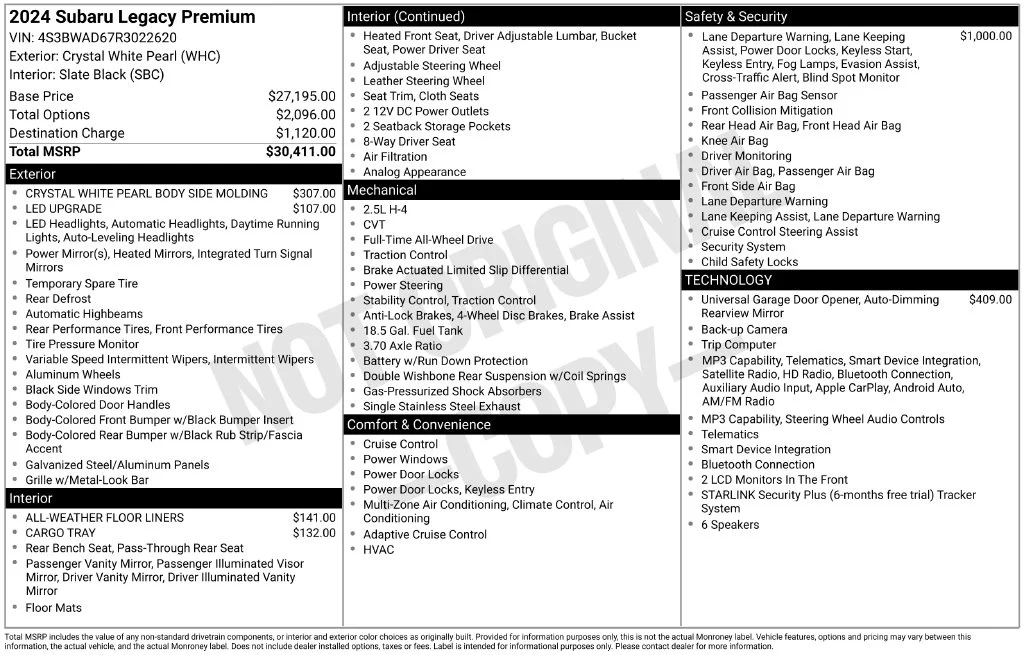 Certified Used 2024 White Subaru Premium image 6