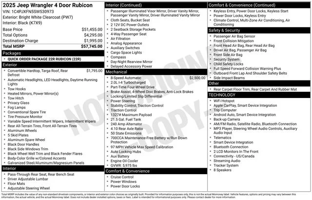 Used 2025 White Jeep Rubicon image 3
