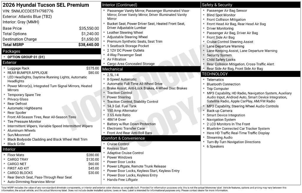 New 2026 Blue Hyundai SEL Premium image 6