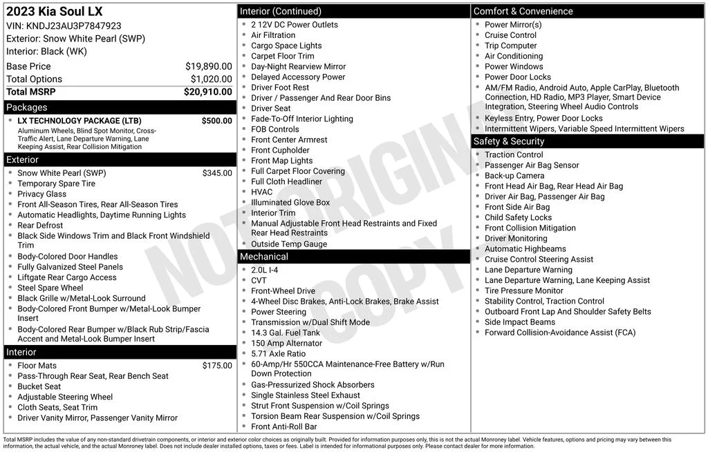Used 2023 White Kia LX image 17