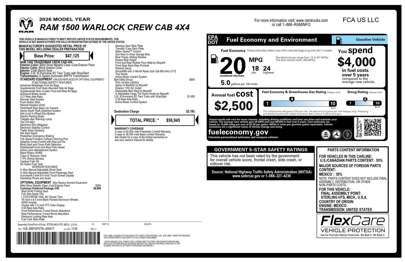 Used 2026 Billet Silver Metallic Clearcoat Ram Warlock image 2
