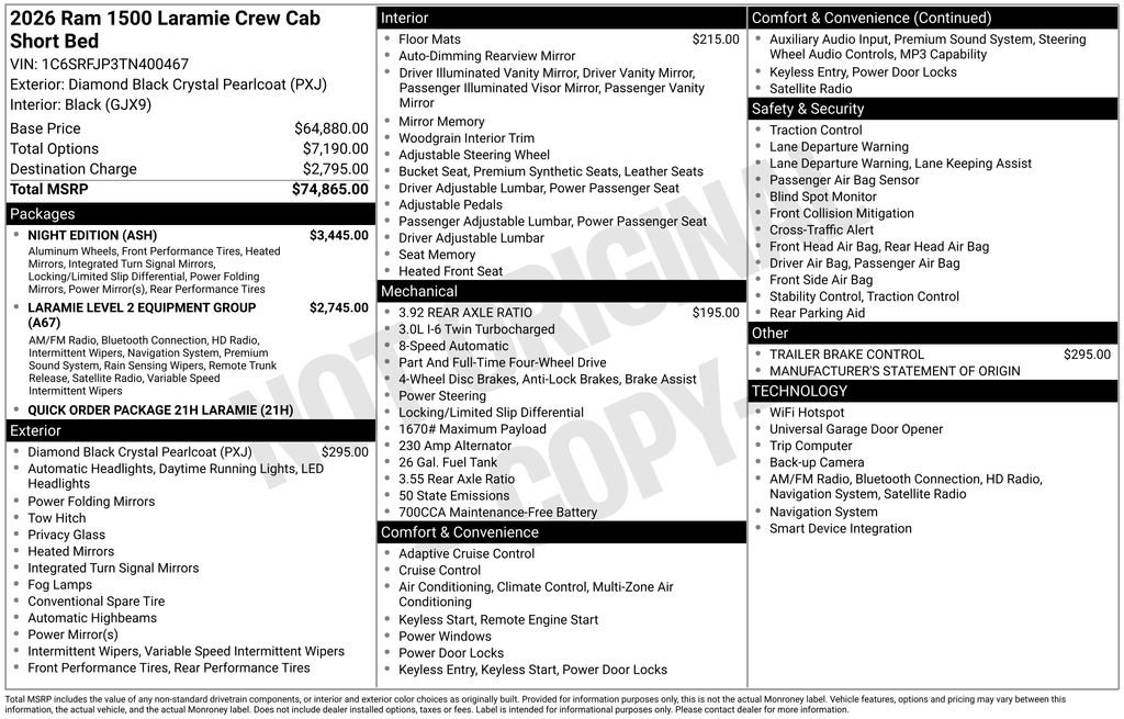 New 2026 Diamond Black Crystal Pearl-Coat Exterior Paint RAM Laramie image 29