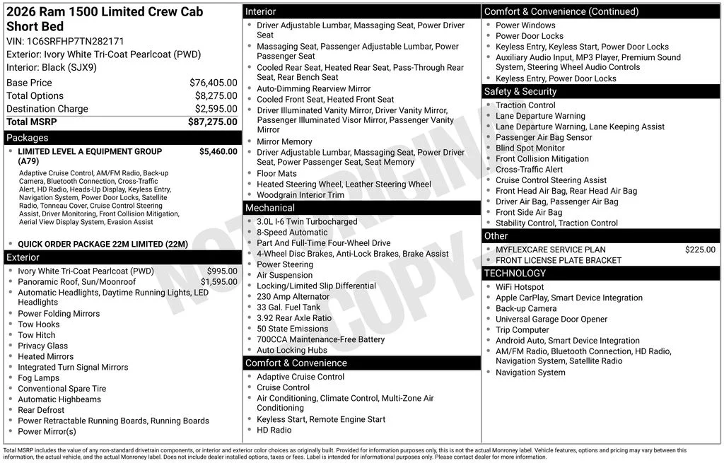 New 2026 Ivory White Tri-Coat Pearl-Coat Exterior Paint RAM Limited image 6